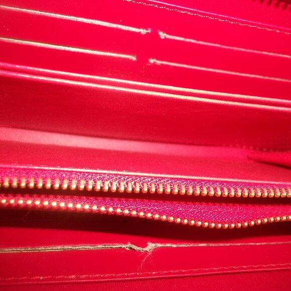 Monogrammed Red Vinyl Zip-Around CLutchWallet in Style of B=Vernis Wallet NOT LV - Picture 12 of 12